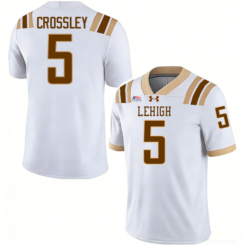 Lehigh Mountain Hawks #5 Aaron Crossley College Football Jerseys,Uniforms-White